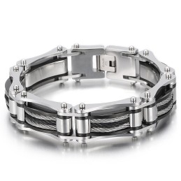 Eenvoudige Atmosfeer Mode Stalen Draad Henneptouw Fiets Titanium Heren Armband