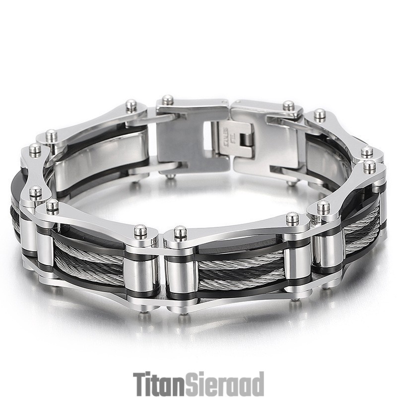 Eenvoudige Atmosfeer Mode Stalen Draad Henneptouw Fiets Titanium Heren Armband Eenvoudige Atmosfeer Mode Stalen Draad Henneptouw Fiets Titanium Heren Armband