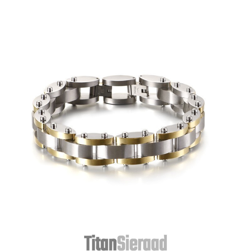 Combinatie Van Zware Textuur Heren Titanium Armband
