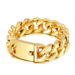 Vergulde Herenmode Sieraden In Hiphopstijl Met Dikke Titanium Armband Met Inzetstuksluiting