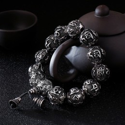Titanium Mode Sieraden Voor Heren Zes Woorden Van Waarheid Boeddha Kralen Armband Titanium Armband