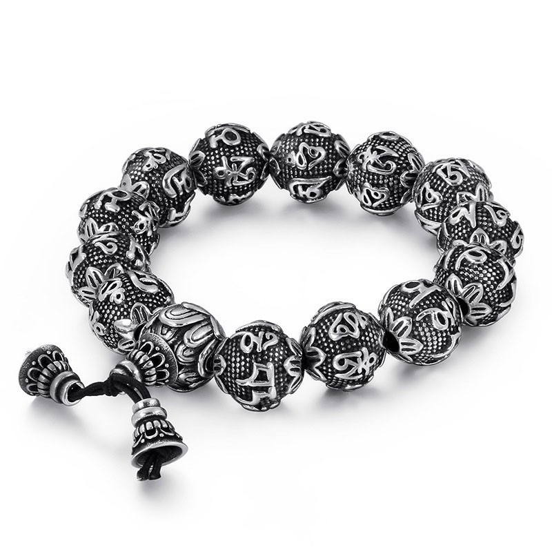 Titanium Mode Sieraden Voor Heren Zes Woorden Van Waarheid Boeddha Kralen Armband Titanium Armband Titanium Mode Sieraden Voor Heren Zes Woorden Van Waarheid Boeddha Kralen Armband Titanium Armband