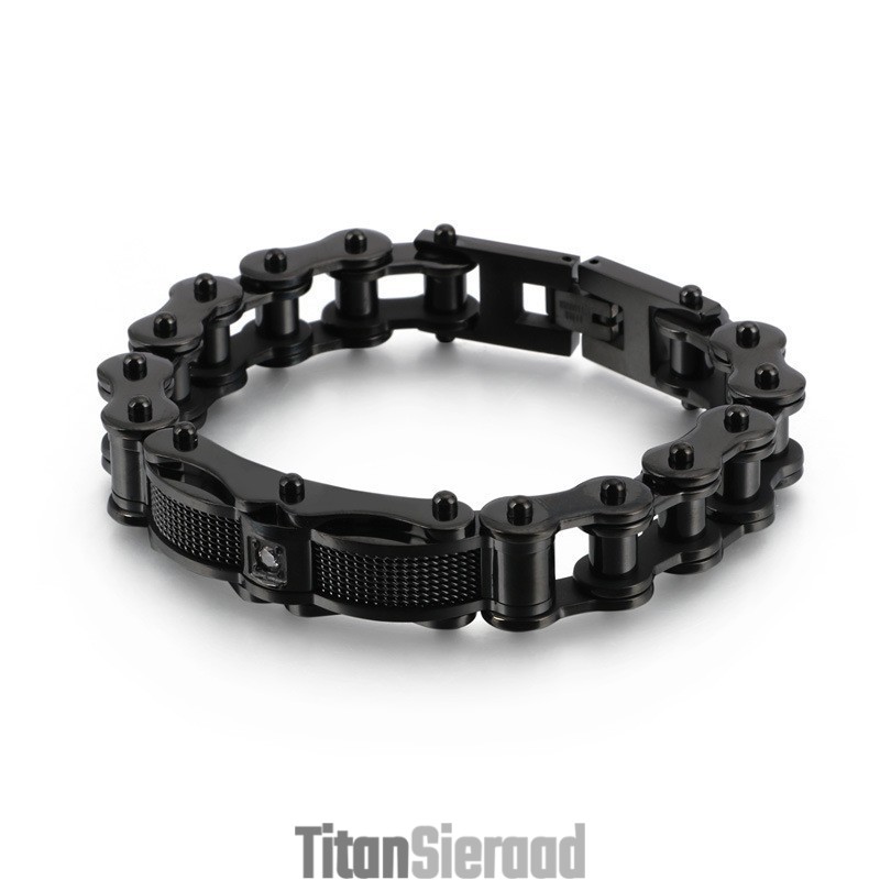 Rock Biker Chain Titanium Herenarmband Met Diamant Rock Biker Chain Titanium Herenarmband Met Diamant