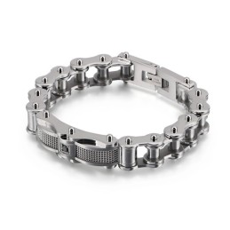 Rock Biker Chain Titanium Herenarmband Met Diamant