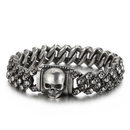 Vintage Gegalvaniseerde, Veelkleurige Schedel-Titanium Armband Voor Heren