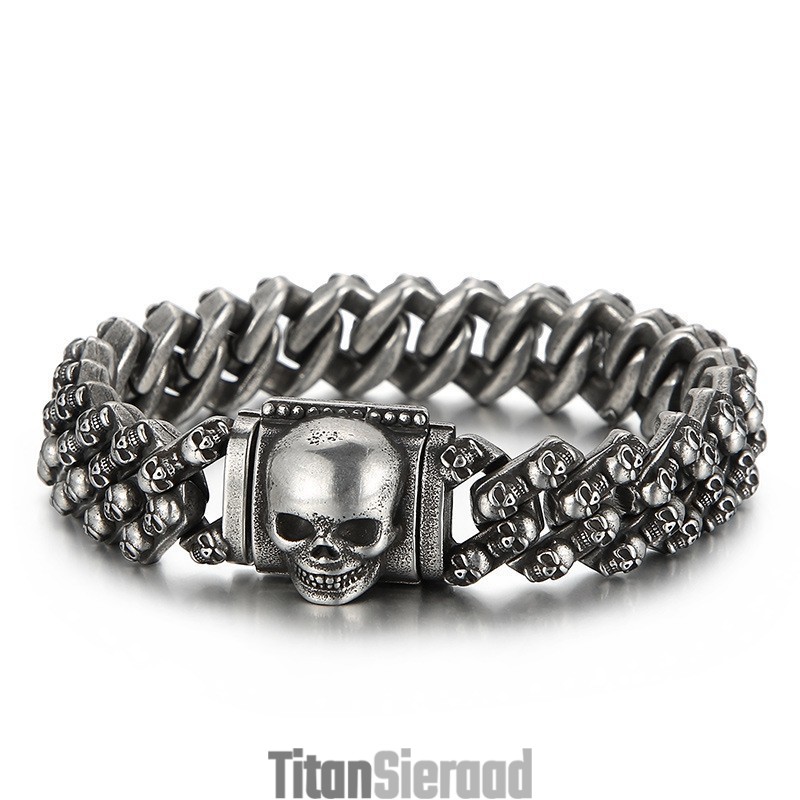 Vintage Gegalvaniseerde, Veelkleurige Schedel-Titanium Armband Voor Heren Vintage Gegalvaniseerde, Veelkleurige Schedel-Titanium Armband Voor Heren