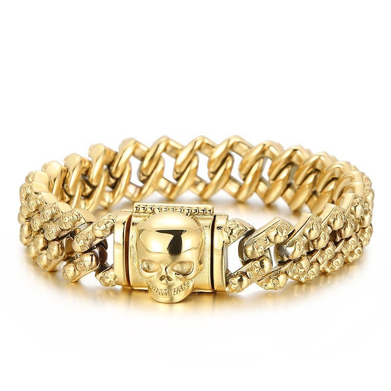 Vintage Gegalvaniseerde, Veelkleurige Schedel-Titanium Armband Voor Heren Vintage Gegalvaniseerde, Veelkleurige Schedel-Titanium Armband Voor Heren