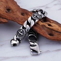 Vintage Chique Stijl Ronde Titanium Armband Met Kruis Voor Heren