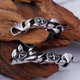 Vintage Chique Stijl Ronde Titanium Armband Met Kruis Voor Heren