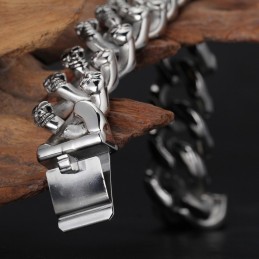 Mode Dubbele Rij Schedel Titanium Armband Voor Mannen