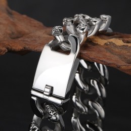 Mode Dubbele Rij Schedel Titanium Armband Voor Mannen