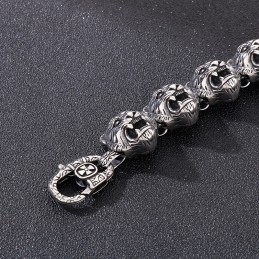 Coole Mode Tijgerkop Kruis Bloem Sluiting Titanium Armband Voor Mannen