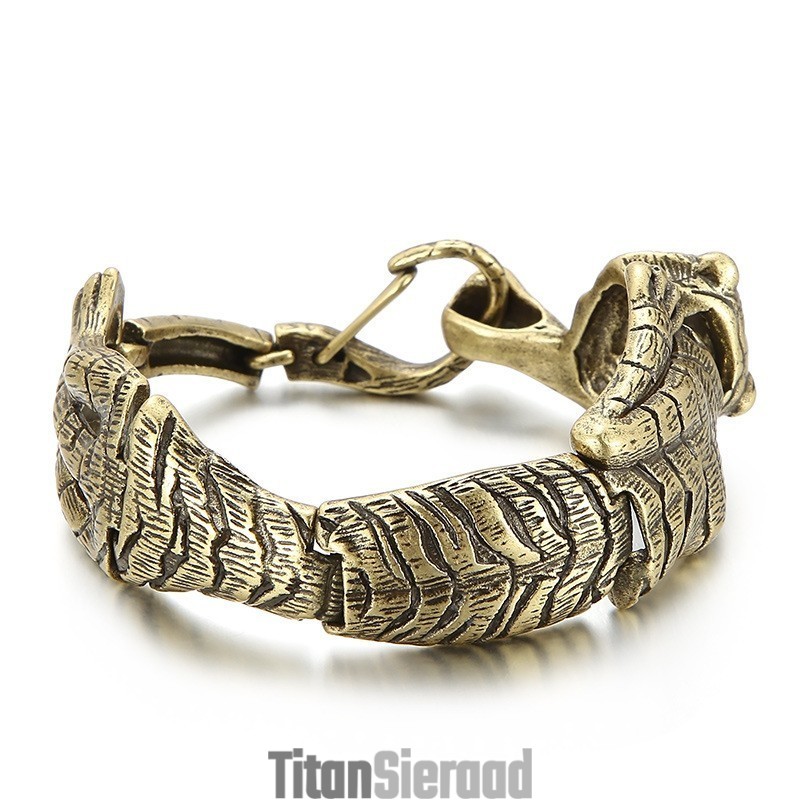 Vintage Coole Antieke Gouden Tijger Titanium Armband Voor Heren Vintage Coole Antieke Gouden Tijger Titanium Armband Voor Heren