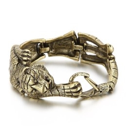 Vintage Coole Antieke Gouden Tijger Titanium Armband Voor Heren