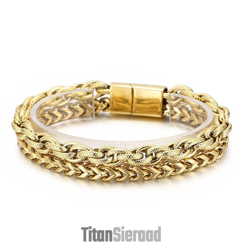 Mode Vacuümplating Dubbellaags Titanium Armband Voor Heren