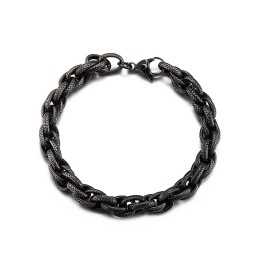 Retro Zwarte Stippenpatroon Hiphop Dikke Gedraaide Titanium Armband Voor Heren