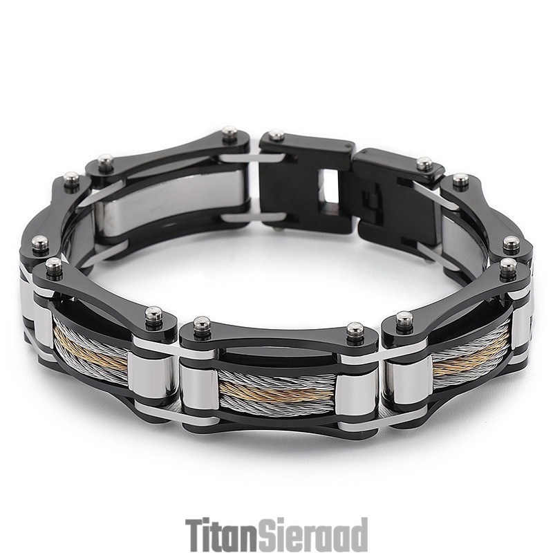 Rock Hip-Hop Twist Chain Titanium Biker Armband Voor Heren Rock Hip-Hop Twist Chain Titanium Biker Armband Voor Heren