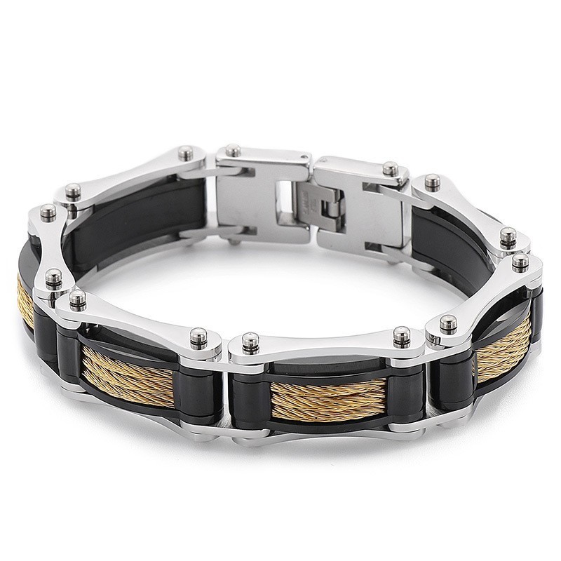 Rock Hip-Hop Twist Chain Titanium Biker Armband Voor Heren Rock Hip-Hop Twist Chain Titanium Biker Armband Voor Heren