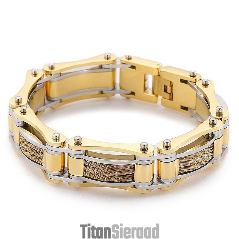 Rock Hip-Hop Twist Chain Titanium Biker Armband Voor Heren Rock Hip-Hop Twist Chain Titanium Biker Armband Voor Heren