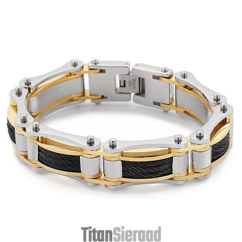 Rock Hip-Hop Twist Chain Titanium Biker Armband Voor Heren Rock Hip-Hop Twist Chain Titanium Biker Armband Voor Heren
