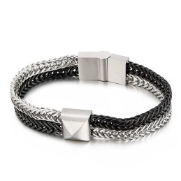 Tide Hip-Hop Dubbellaags Kleurrijke Keel Geweven Ketting Titanium Herenarmband