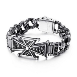 Coole Schedelkruis Met Zirkonia Titanium Armband