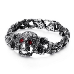 Coole Schedelkruis Met Zirkonia Titanium Armband