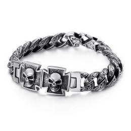 Coole Schedelkruis Met Zirkonia Titanium Armband