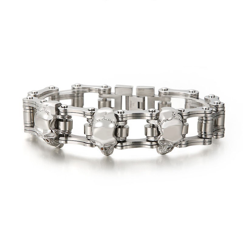 Cool Skull Cycling Heren Titanium Armband