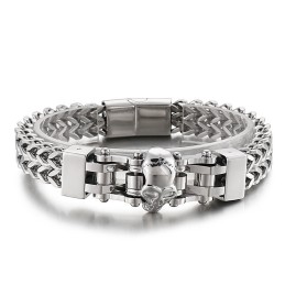Coole Hip Hop Skull Titanium Armband Voor Heren