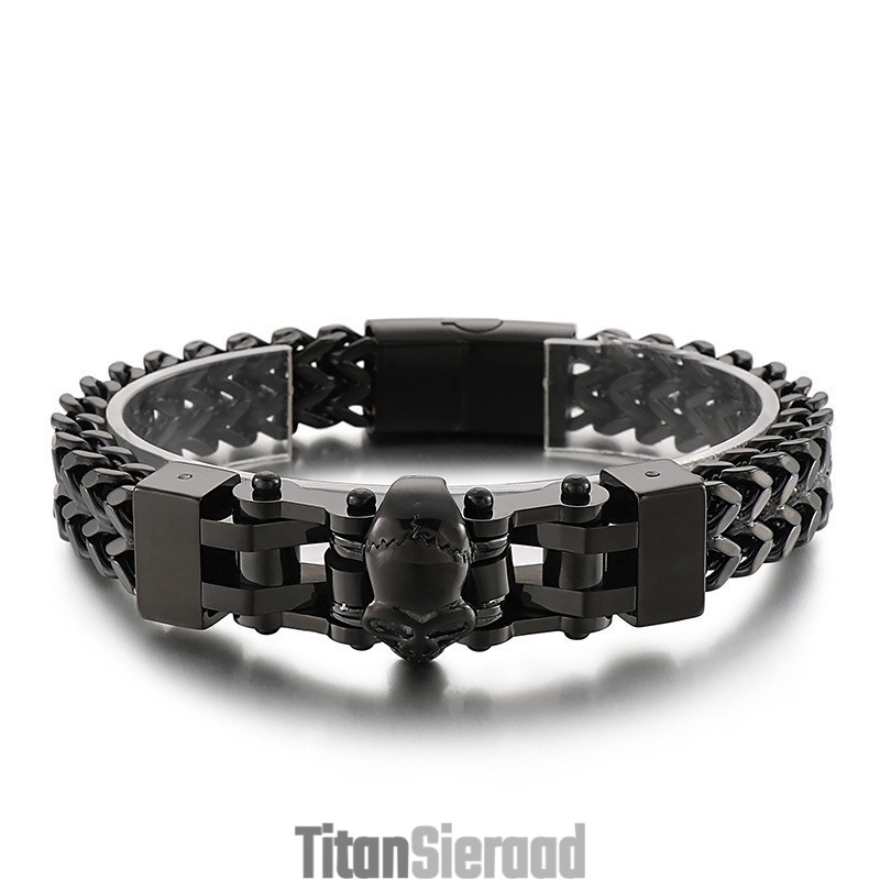 Coole Heren Hiphop Schedel Titanium Armband