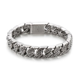 Vintage Nieuwe Stijl Coole Bloemen Heren Titanium Armband
