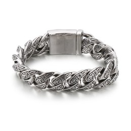 Vintage Nieuwe Sieraden Coole Bloemen Heren Titanium Armband