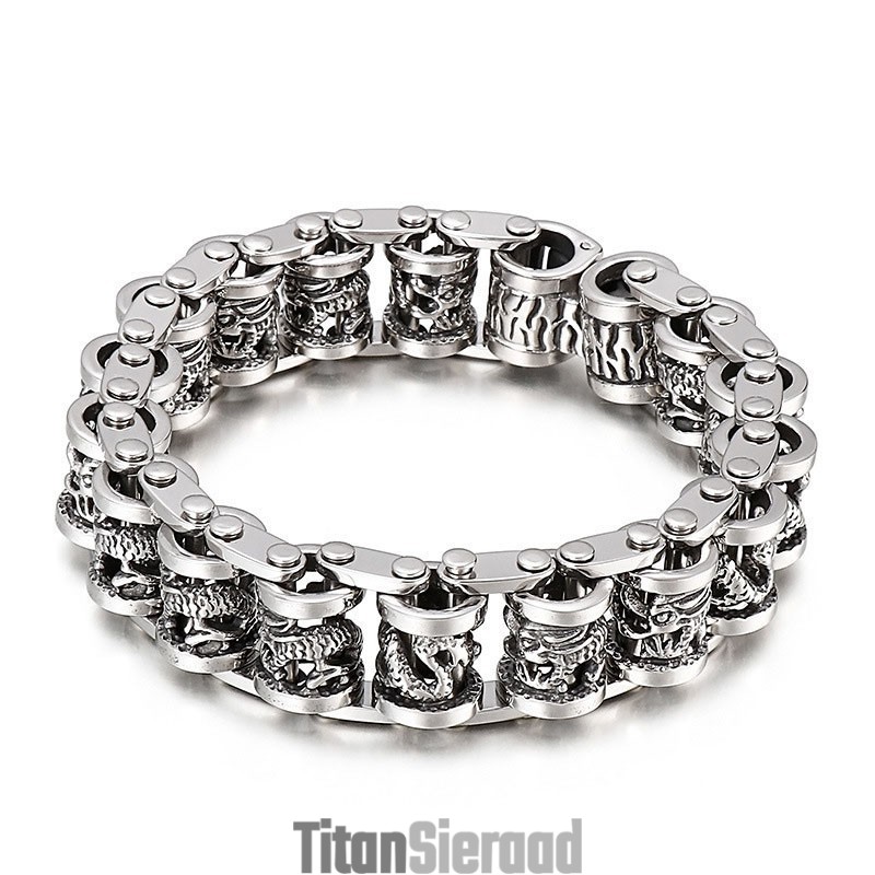 Retro Cool Dragon Bike Chain Heren Titanium Armband Retro Cool Dragon Bike Chain Heren Titanium Armband
