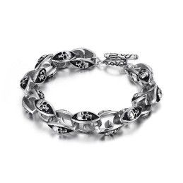Rock Hip Hop Stijl Titanium Sieraden Coole Dubbele Schedel Heren Titanium Armband