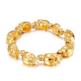Chique Gouden Schedel Titanium Armband Voor Heren