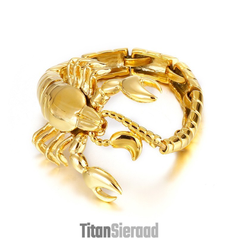 Coole Gouden Schorpioen Titanium Armband Voor Heren Coole Gouden Schorpioen Titanium Armband Voor Heren