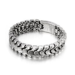 Vintage Stoere Heren Titanium Armband Met Drakenbot