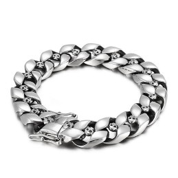 Mode Hip Hop Titanium Schedel Armband Voor Heren