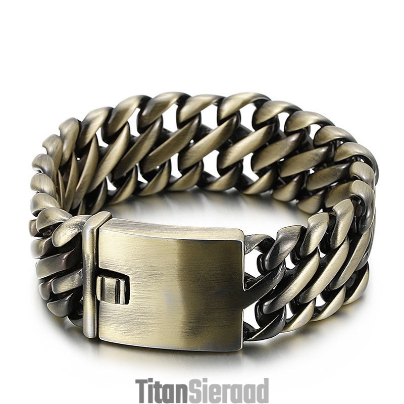 Mode Dikke Bronzen 8 Titanium Armband