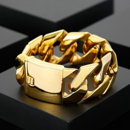 Mode Gouden 31 Mm Brede Coole Titanium Hiphop Armband