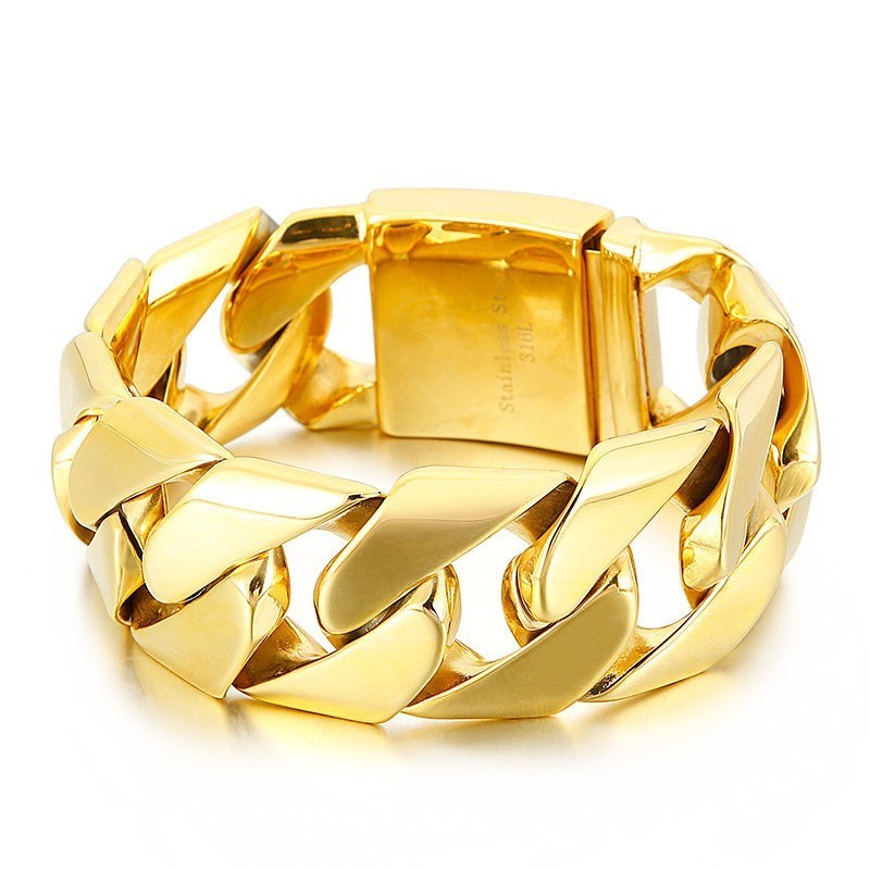 Mode Gouden 31 Mm Brede Coole Titanium Hiphop Armband Mode Gouden 31 Mm Brede Coole Titanium Hiphop Armband