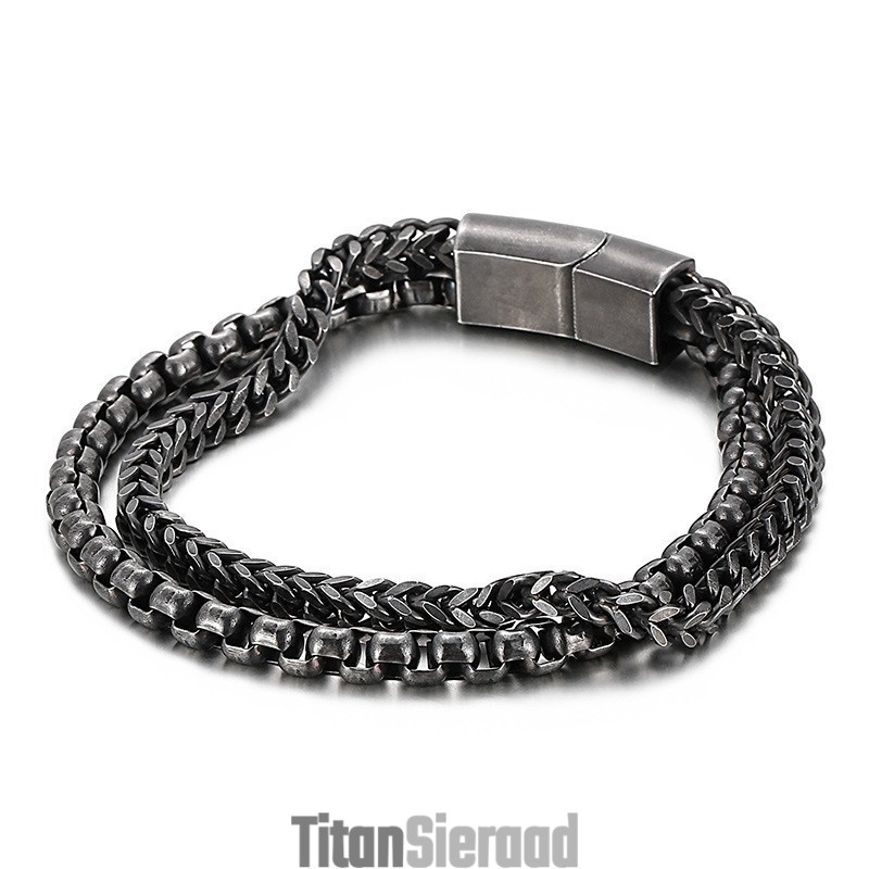 Vierkante Dubbellaagse Heren Titanium Armband Vierkante Dubbellaagse Heren Titanium Armband