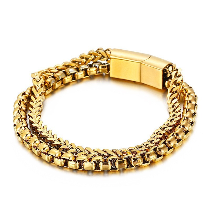 Vierkante Dubbellaagse Heren Titanium Armband Vierkante Dubbellaagse Heren Titanium Armband