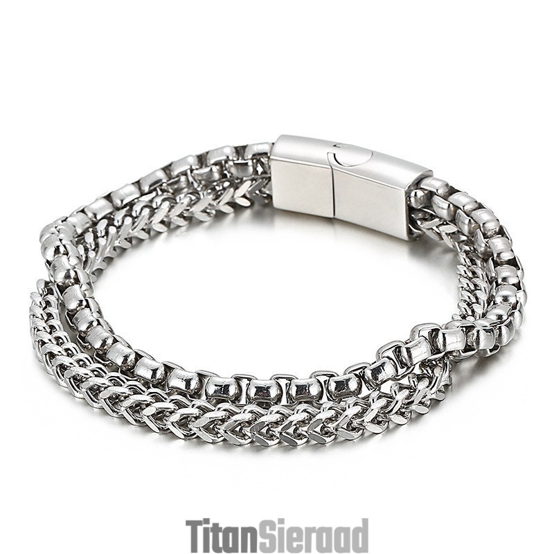Vierkante Dubbellaagse Heren Titanium Armband Vierkante Dubbellaagse Heren Titanium Armband