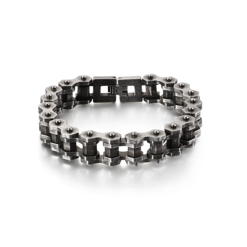 Vintage Biker Chain Rocker Fietsketting Titanium Armband Vintage Biker Chain Rocker Fietsketting Titanium Armband
