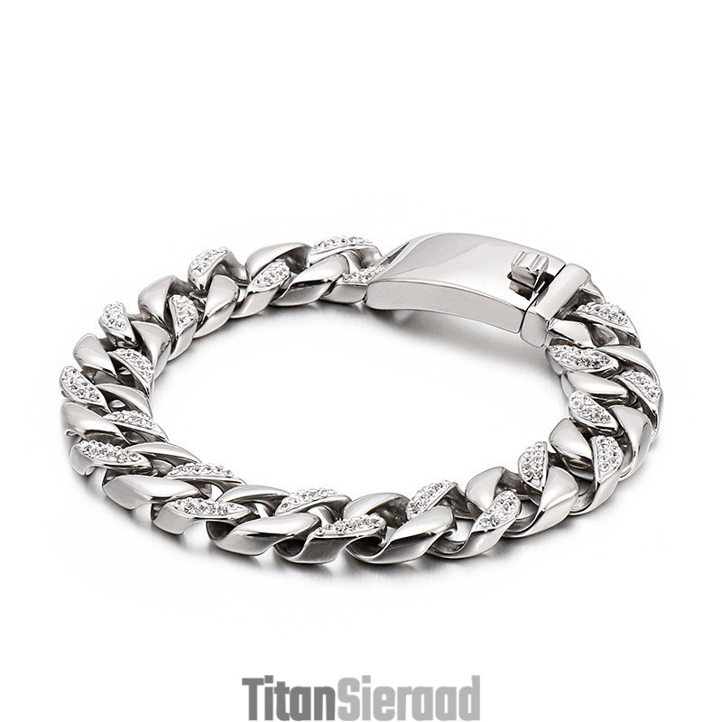 Hip Hop Hip Hop Stijl Sieraden 18K Gouden Heren Titanium Armband Met Diamanten