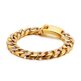 Hip Hop Hip Hop Stijl Sieraden 19K Gouden Heren Titanium Armband Met Diamanten