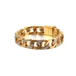 Overdreven Titanium Herenarmband Met Diamanten In Hiphopstijl