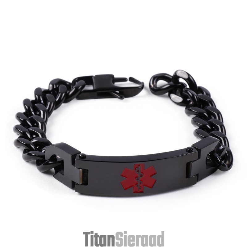 Rode Medische Logo Heren Armband Titanium Sieraden Rode Medische Logo Heren Armband Titanium Sieraden